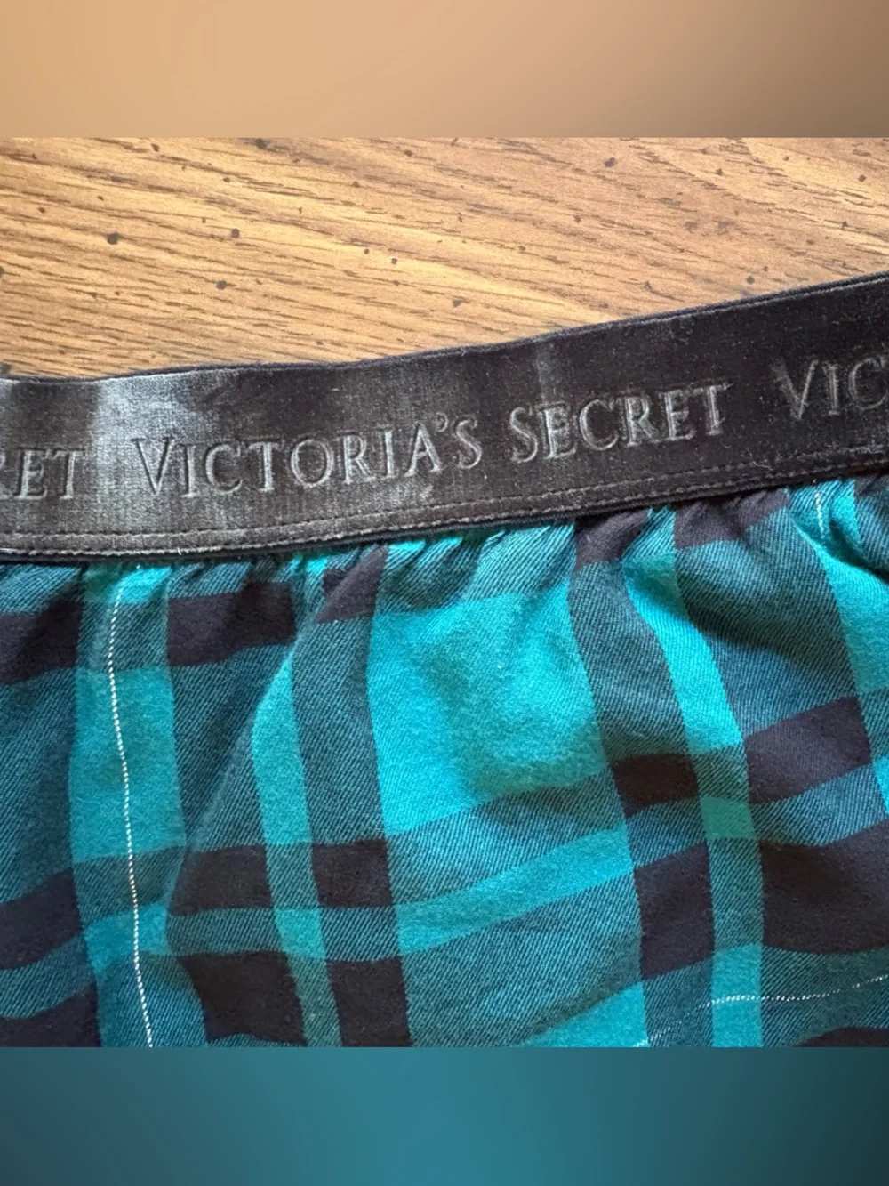 Victoria’s Secret Teal Black Tartan PJ Joggers Elastic-Waist Size XL